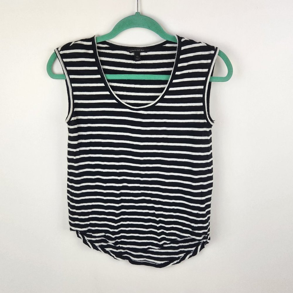 Banana Republic Linen Cotton Striped Muscle Tank Top sz XS